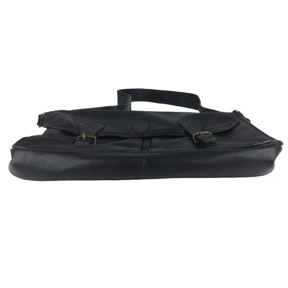 Etruscan Designs Unisex Adult Black Leather Adjustable Strap Crossbody Bag - Picture 6 of 10